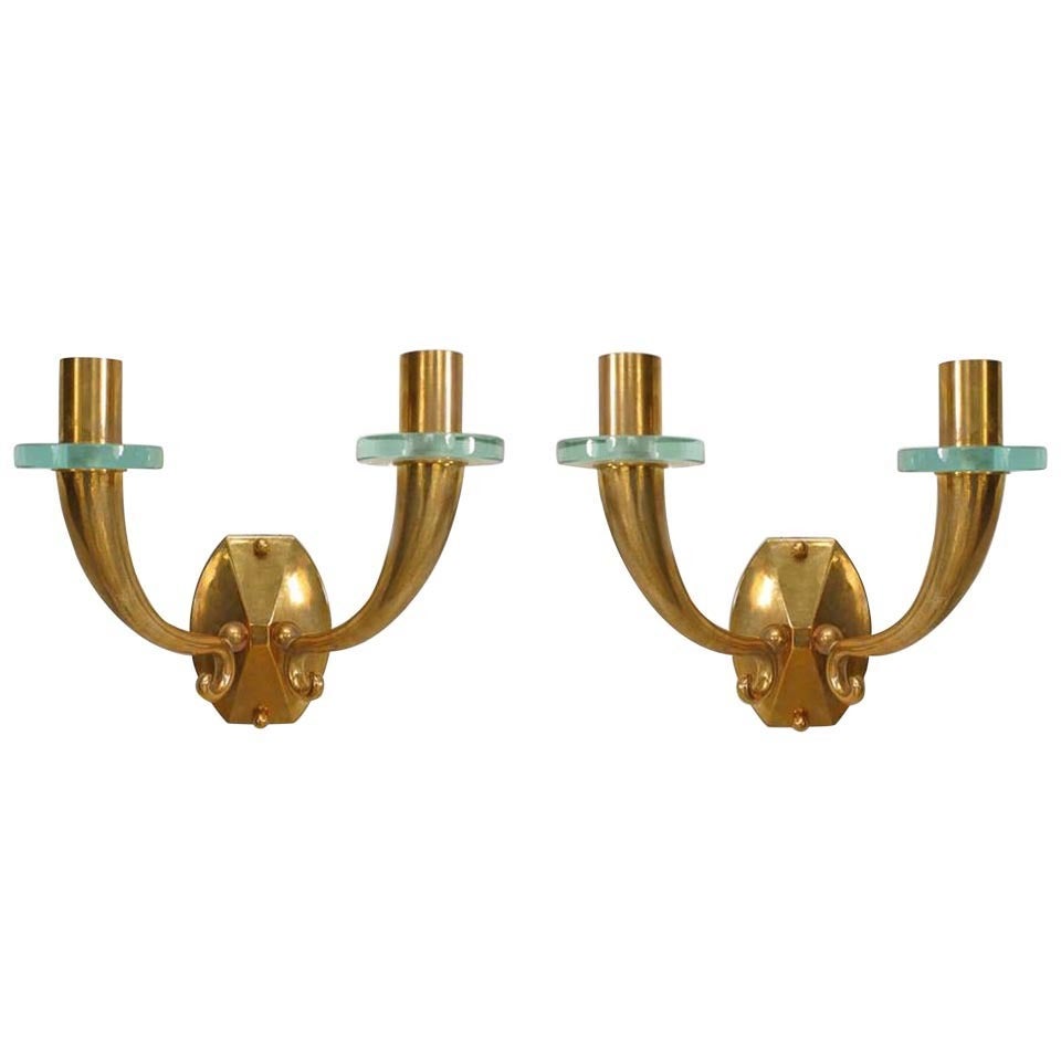 Pair of French Mid-Century Bronze Wall Sconces