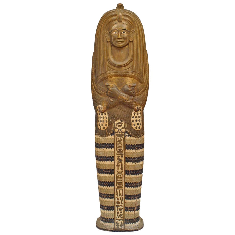 Egyptian Carved Sarcophagus Figure For Sale