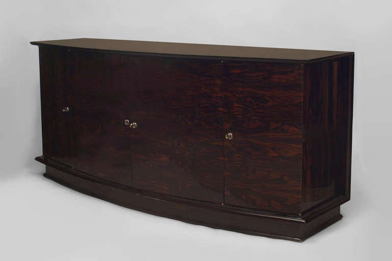 French Art Deco Macassar Ebony Veneered Sideboard with Chrome Hardware