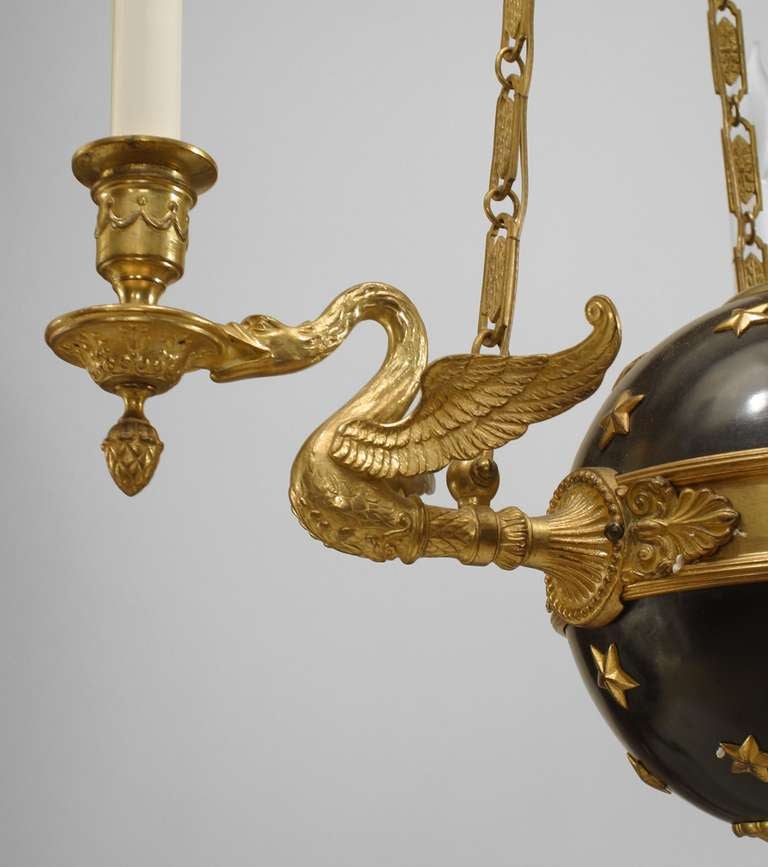 French Empire Style Celestial Globe Chandelier, 20th century In Excellent Condition In New York, NY