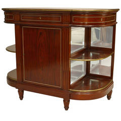 19th Century French Louis XVI Style Brass-Trimmed Mahogany Server Cabinet 2