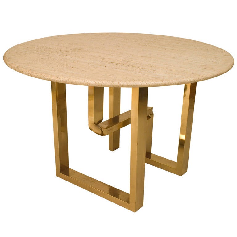 American Brass and Marble Center Table For Sale at 1stdibs