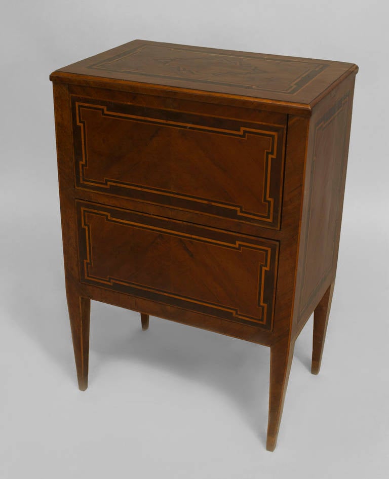Neoclassical Pair of Late 18th/ Early 19th c. Italian Neoclassic Inlaid Bedside Commodes