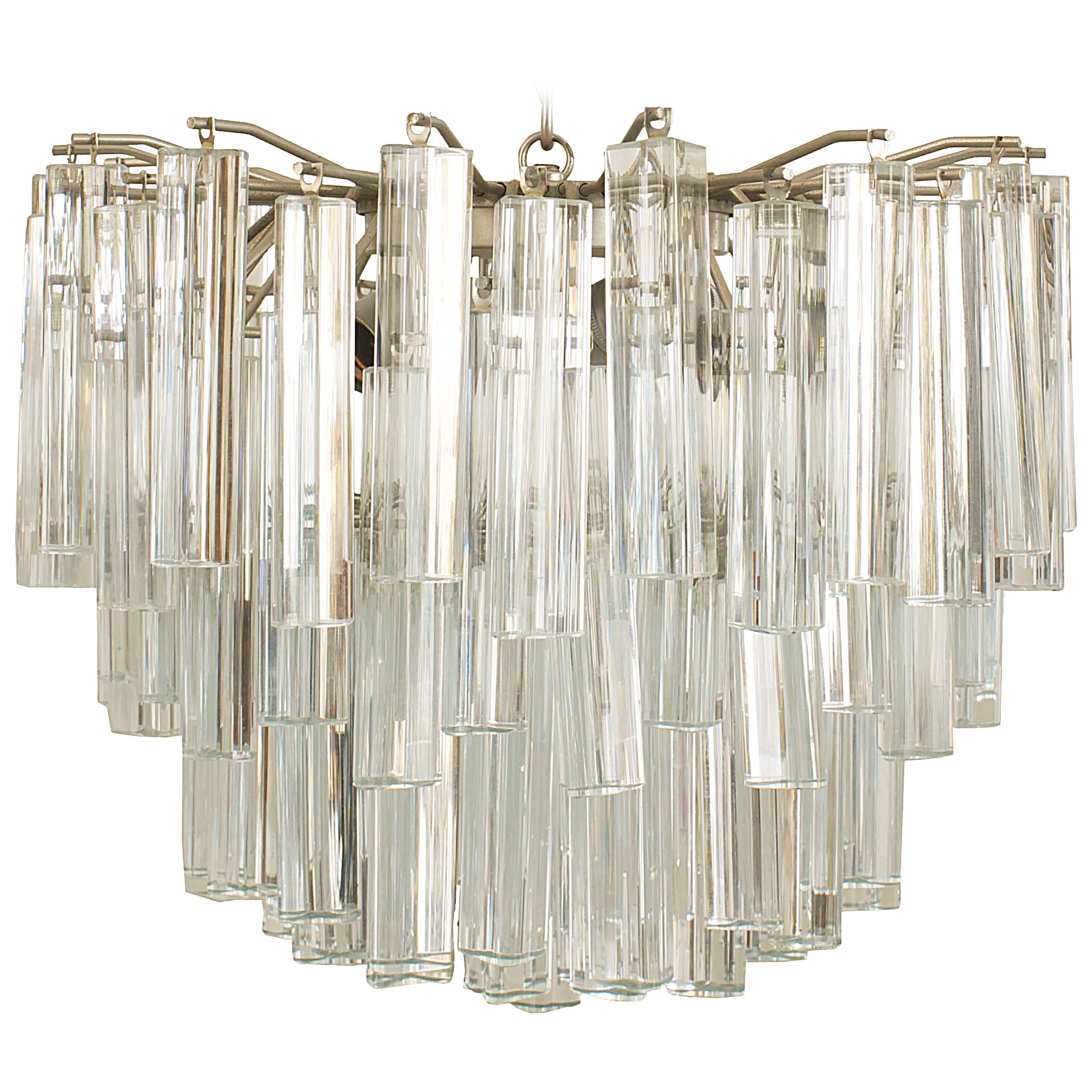 20th Century Scandinavian Tiered Crystal Chandelier by Camer Glass