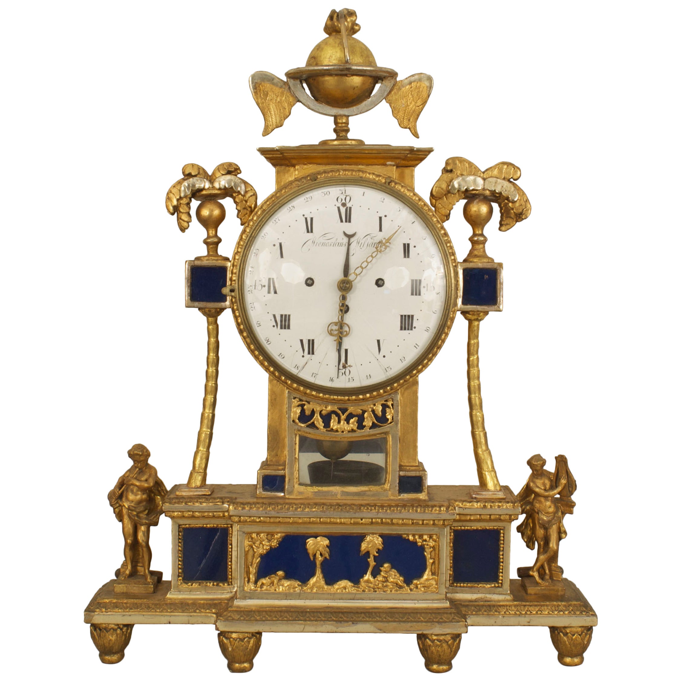 Continental Austrian Gilt Mantel Clock For Sale