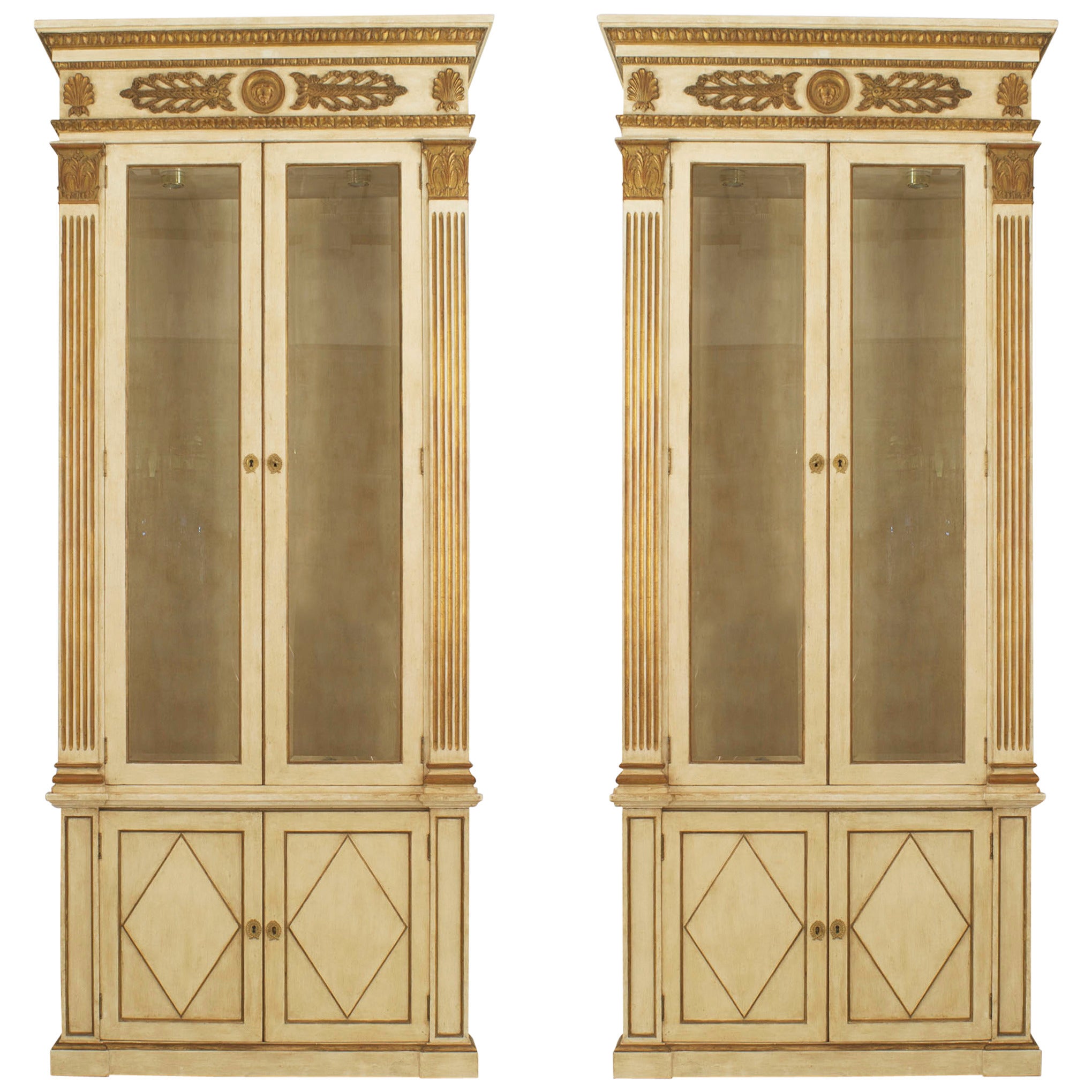 Pair of French Regency Painted Bookcases