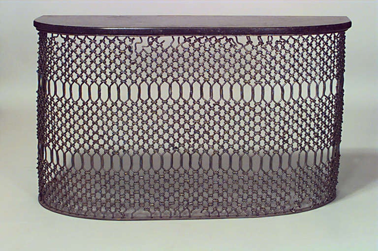 20th c. Outdoor Iron and Marble Console Table