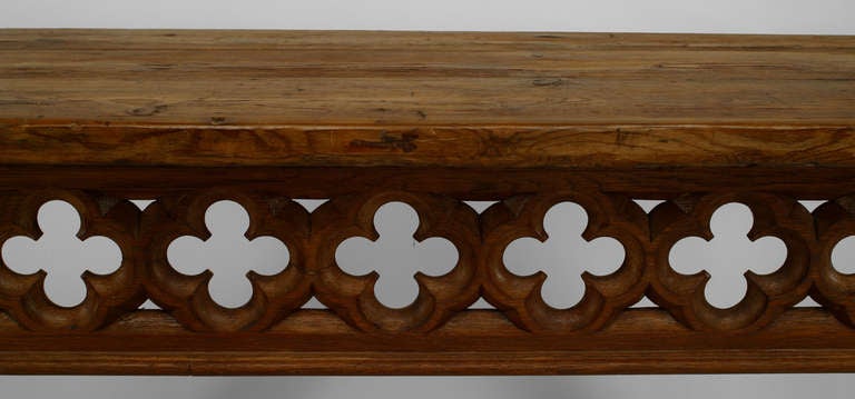 Oak Turn of the Century English Gothic Revival Console Table