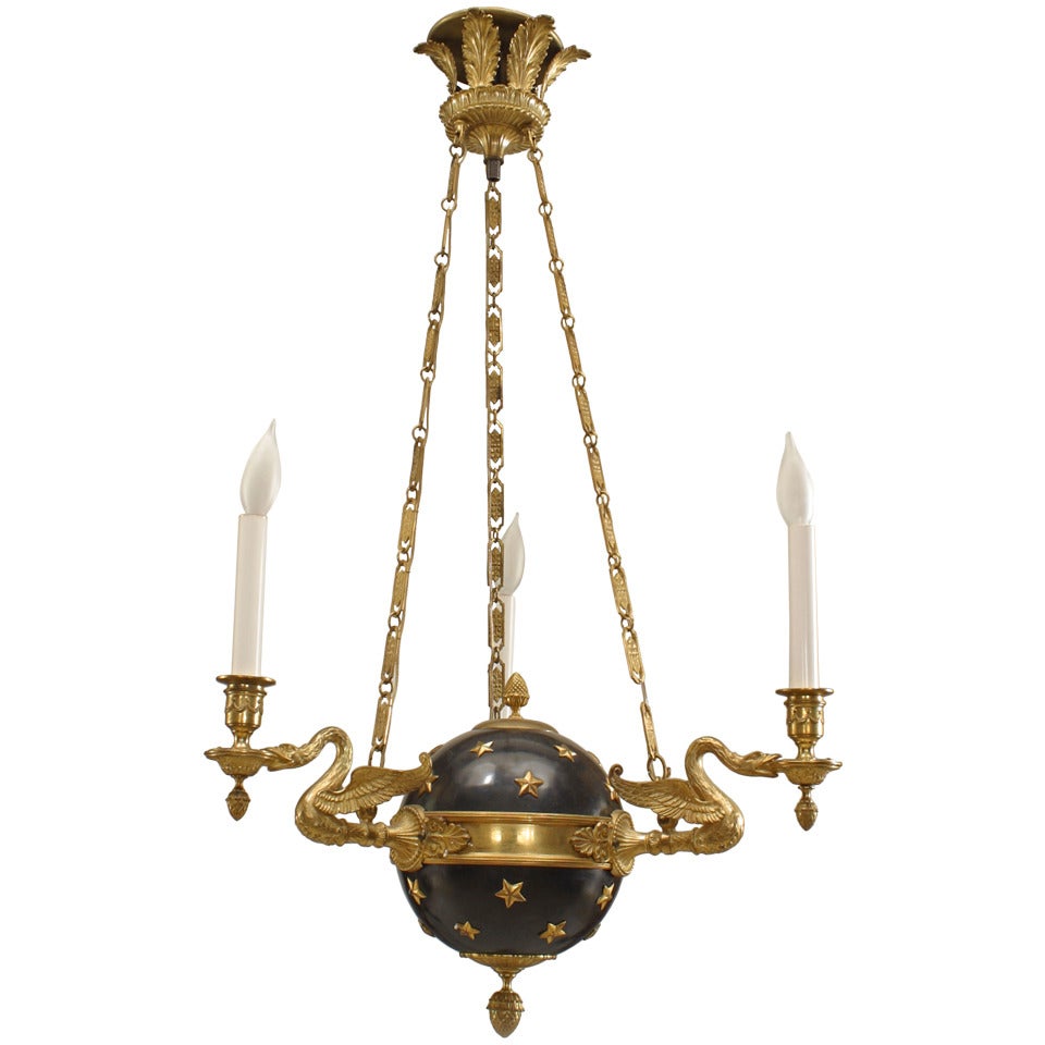 French Empire Style Celestial Globe Chandelier, 20th century