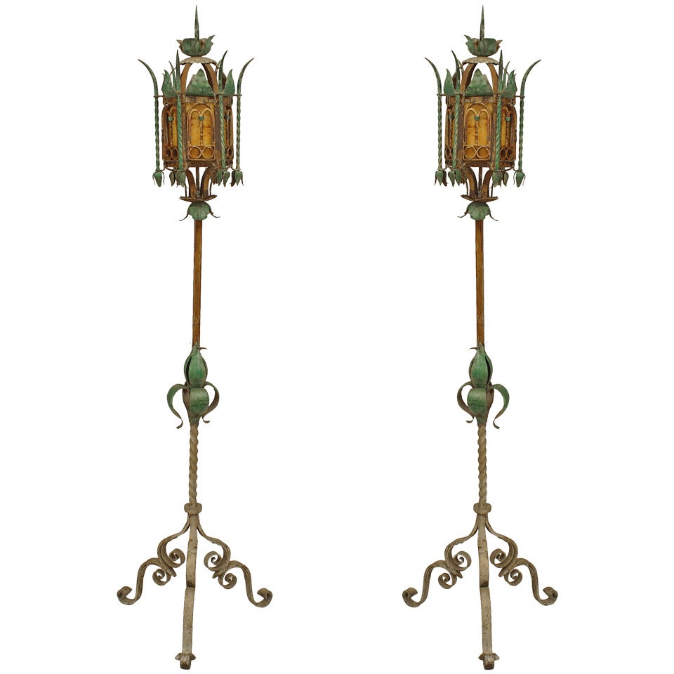 Pair of Turn of the Century Venetian Style Floor Lamps