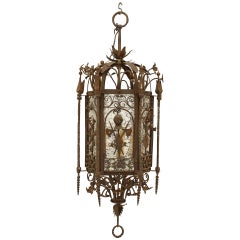 Antique Samuel Yellin Italian Renaissance Wrought Iron Hanging Lantern