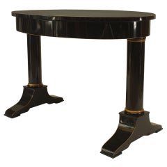 Antique Austrian Biedermeier Ebonized Oval Table Desk