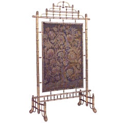 French Victorian Gilt Faux Bamboo Fire Screen
