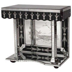 1940's Venetian Etched Mirrored Console Table