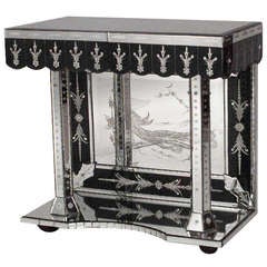 1940
s Venetian Etched Mirrored Console Table