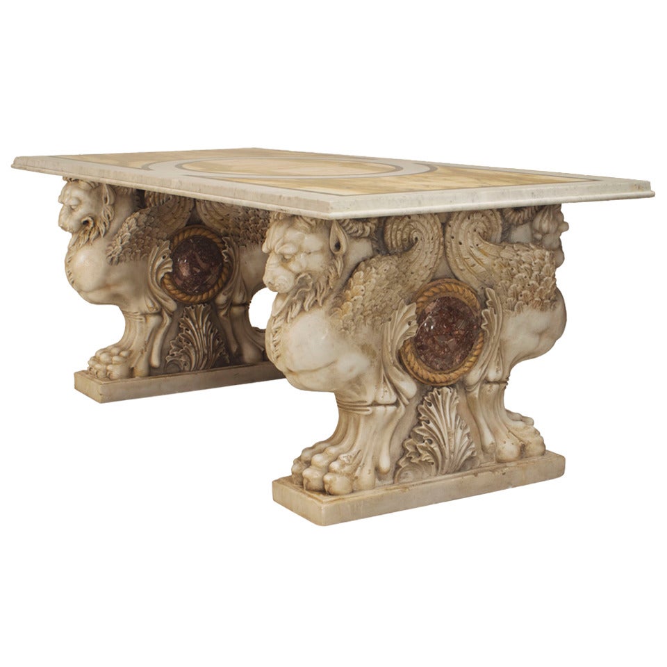 Italian Neo-Classic White Marble Center Table For Sale