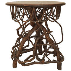 Antique Turn of the Century American Adirondack Twig End Table