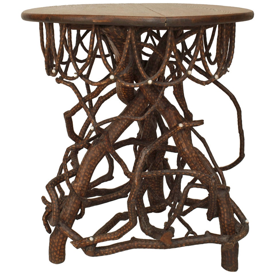 Turn of the Century American Adirondack Twig End Table at 1stDibs