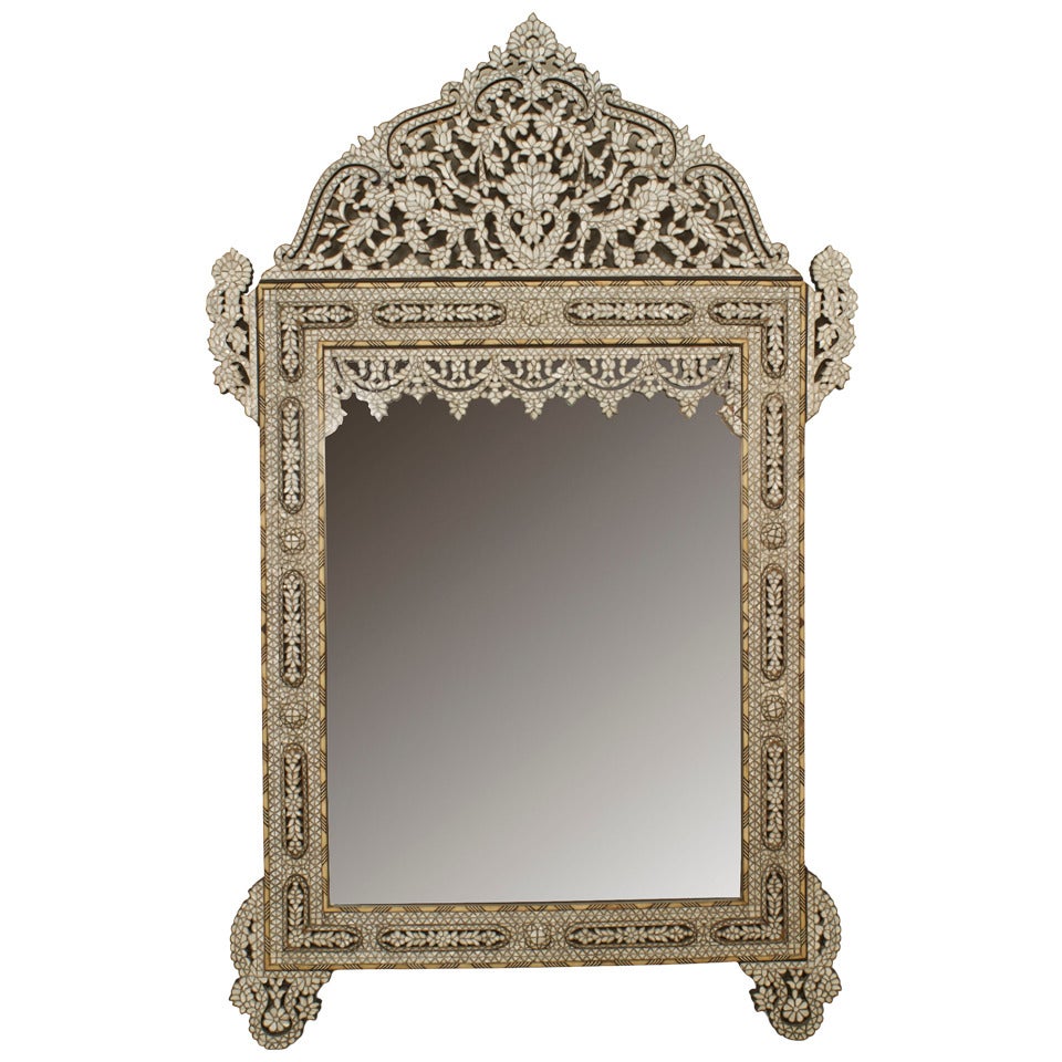 20th Century Middle Eastern Pearl-Inlaid Wall Mirror