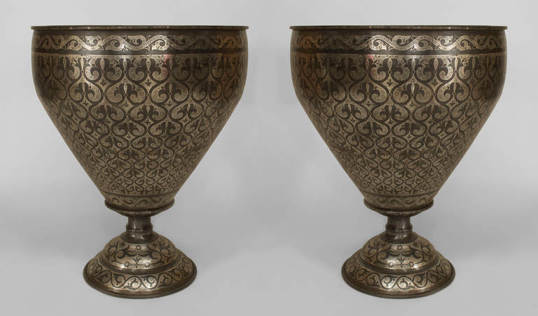Pair of 20th c. Syrian Monumental Floor Vases