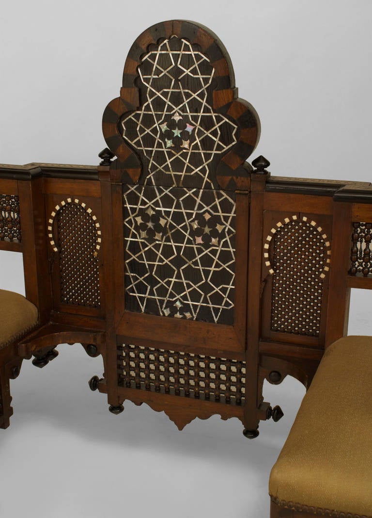 Late 19th Century, Moorish Carved and Inlaid Conversation Loveseat In Good Condition In New York, NY