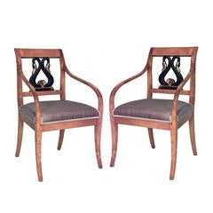 Pair of 19th c. Swedish Biedermeier Open Armchairs 9