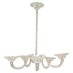 1940s Italian Murano Glass Swirl Chandelier Attributed to Barovier e Toso 5