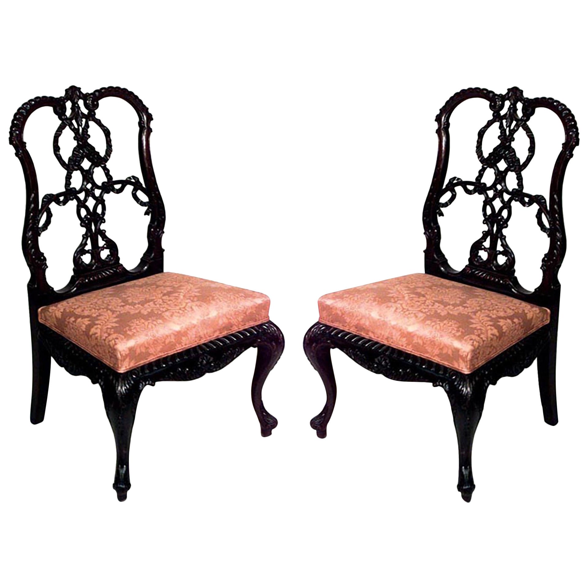 Pair of English Chippendale Mahogany Side Chairs