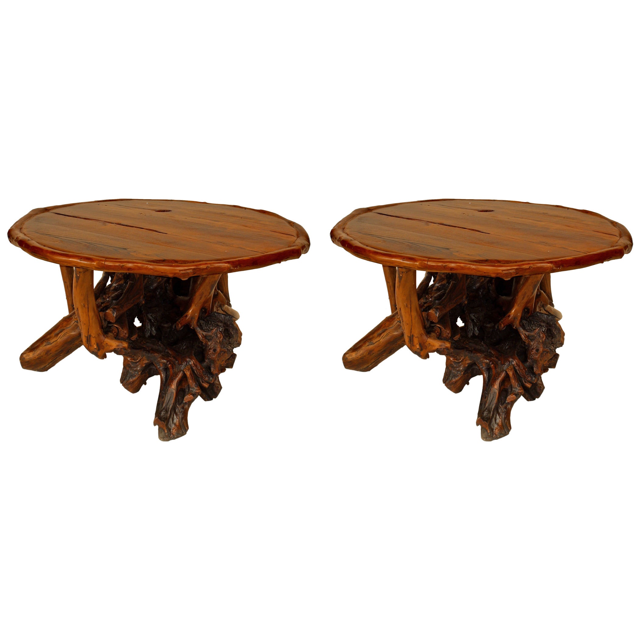 Tavolino rustico con radice Adirondack