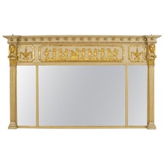 English Regency Style Gilt and Painted Wall Mirror