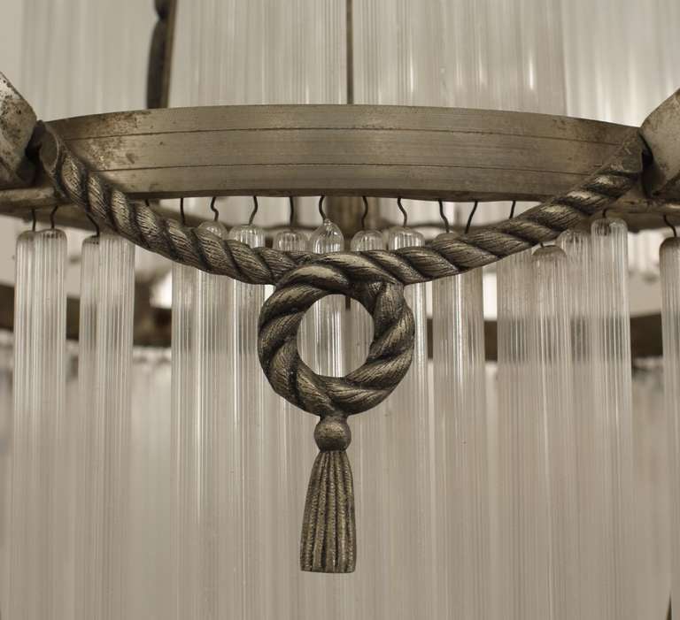 Mid-20th Century French Art Deco Glass Fringe Chandelier