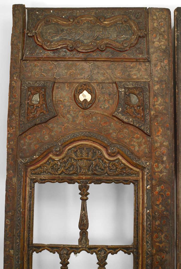Pair of 16th c. Carved Open Design Persian Window Panels For Sale at