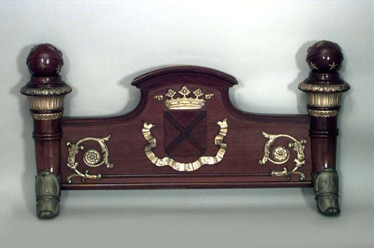 French Empire Mahogany and Bronze Queen Bed In Good Condition For Sale In New York, NY