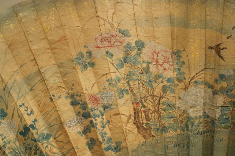 Japanese Monumental Folding Fan Floor Screen In Good Condition In Queens, NY