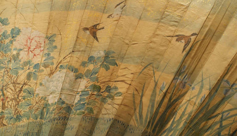 Japanese Monumental Folding Fan Floor Screen 4