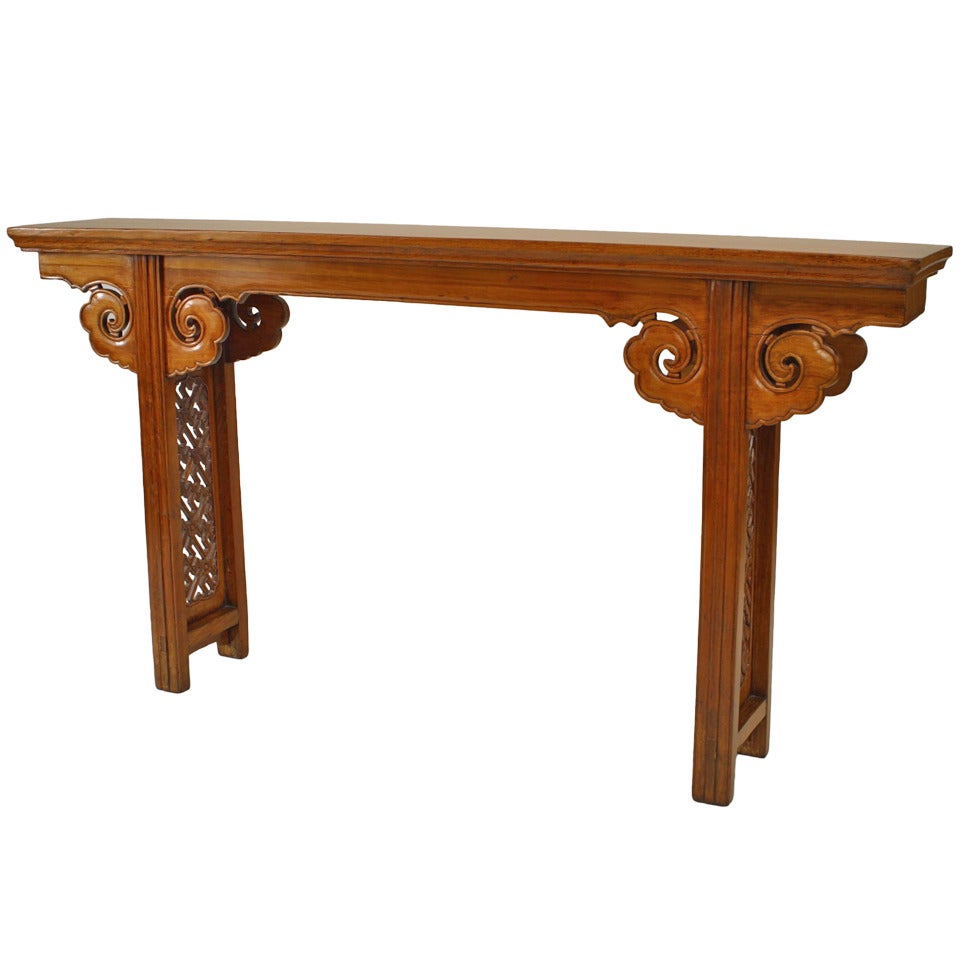 Chinese Elmwood Geometric Altar Console For Sale