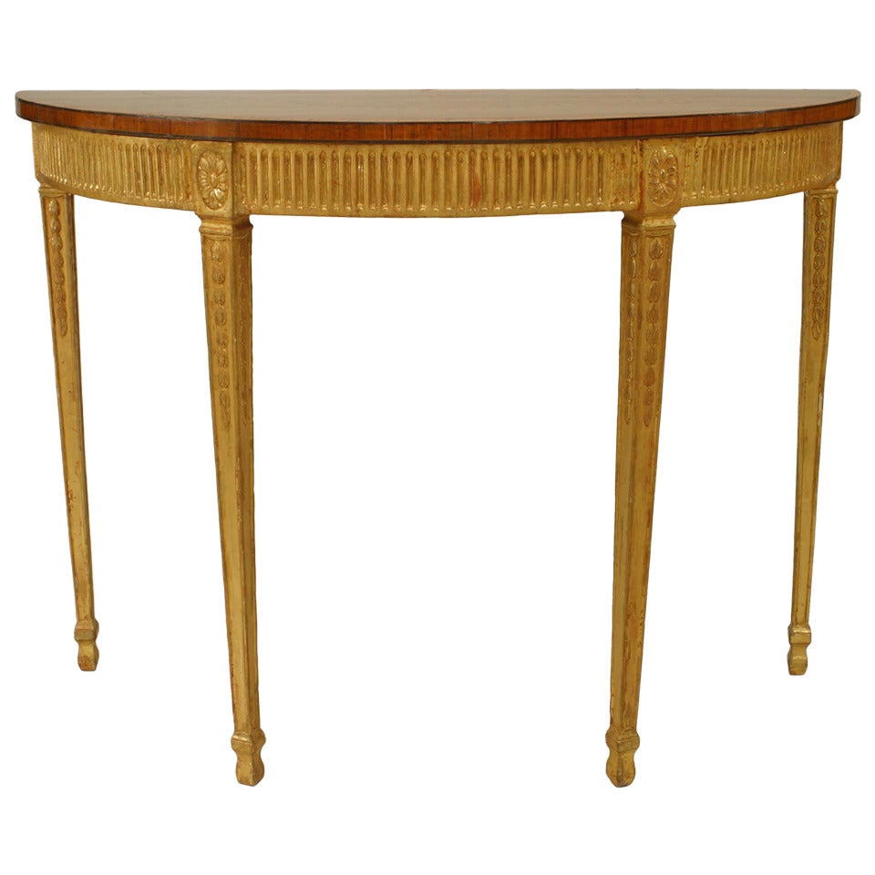 English Adam Style Gilt Console Table For Sale
