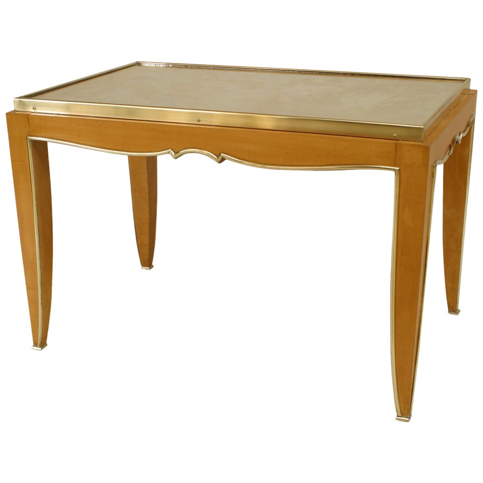 French Art Deco Mirror Top Coffee Table, Attributed to Jules Leleu