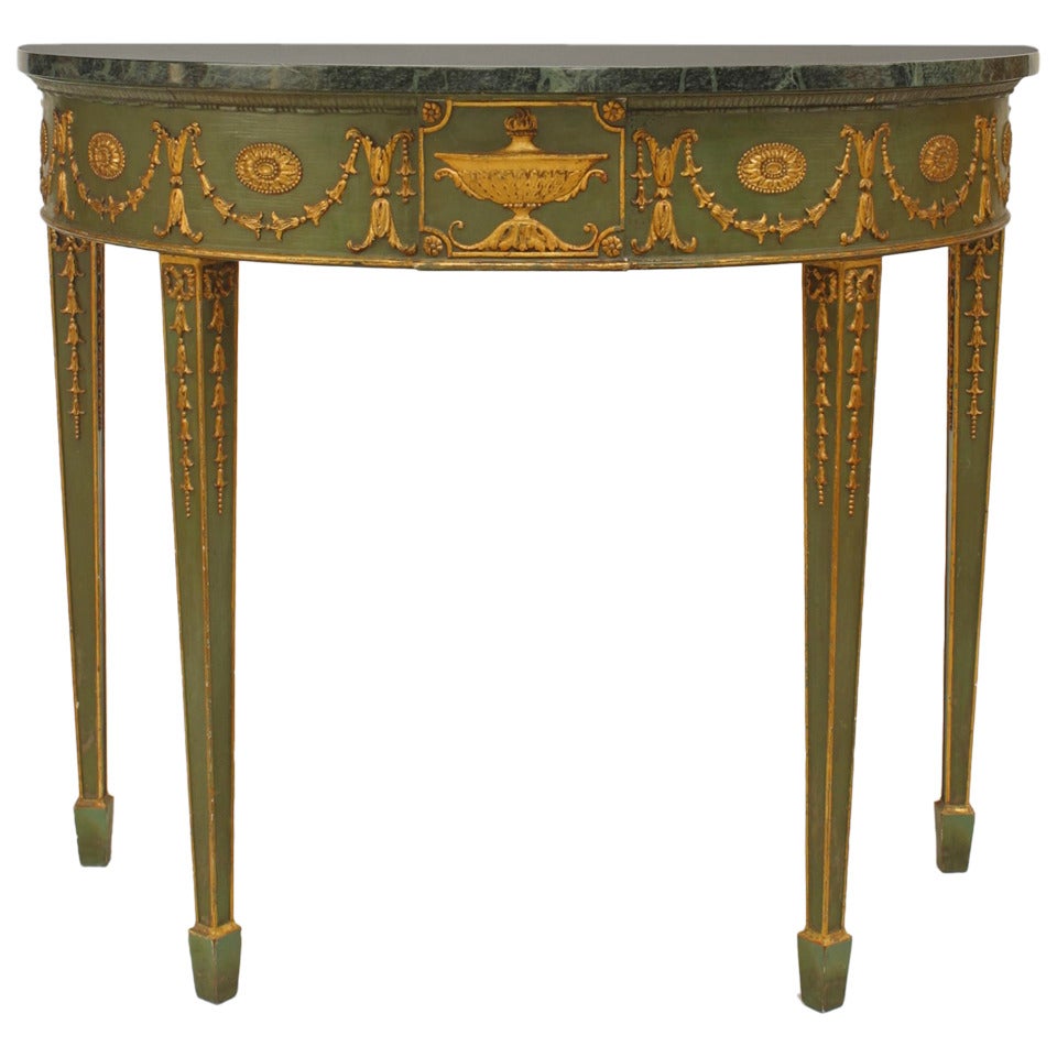 Table Console de Style Adam Anglaise Dorée et Marbrée