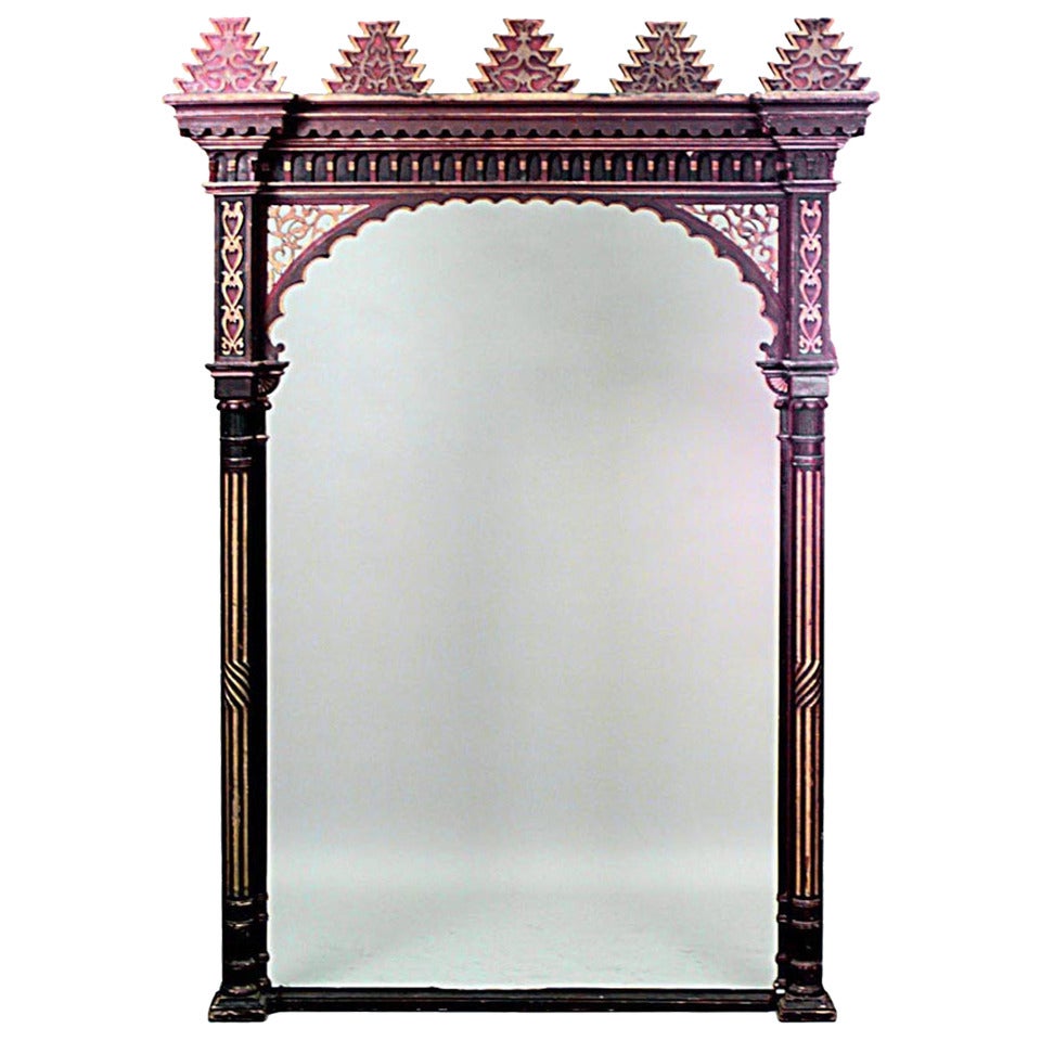 Middle Eastern Style Red and Gold Painted Archway For Sale