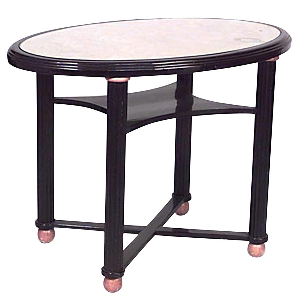 Austrian Biedermeier Style Ebonized Center Table For Sale