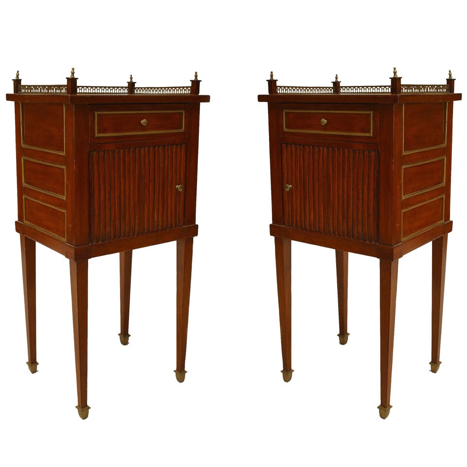 Pair of Louis XVI Mahogany and Brass Bedside Commodes