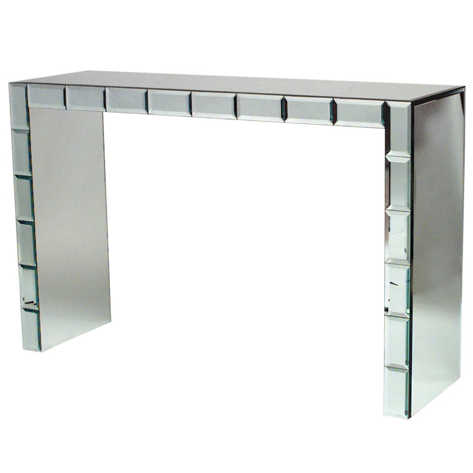 French Art Modern Mirrored Console Table