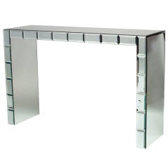 Vintage French Art Modern Mirrored Console Table