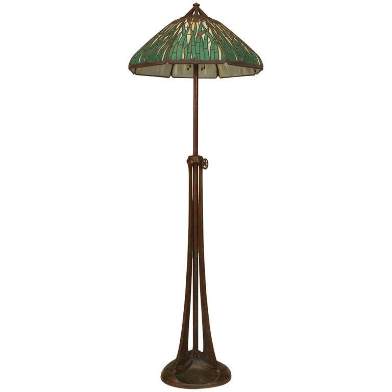 American Bronze and Stained Glass Floor Lamp by Handel For Sale at ... American Bronze and Stained Glass Floor Lamp by Handel For Sale at ...
