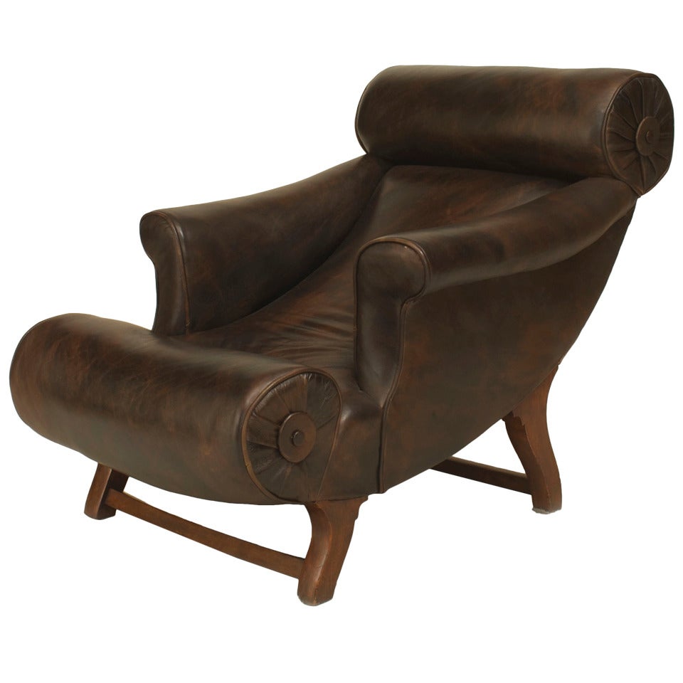 Arts & Crafts Reclining Club Chair For Sale