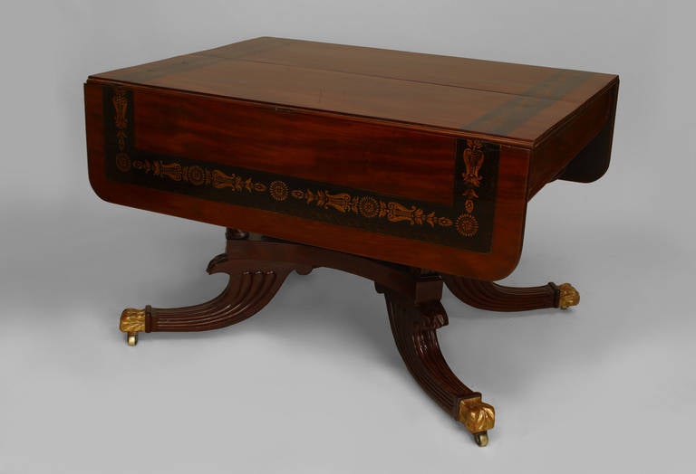 English Regency Gilt Trimmed Mahogany Dining Table, c. 1810 2