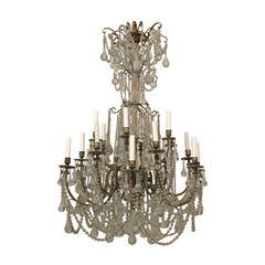 Turn-of-the-Century Eighteen-Arm Crystal and Bronze Chandelier 5