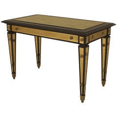 French Louis XVI Style Gilt Glass and Ebonized Coffee Table Attributed to Jansen