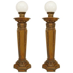 Coppia di torciere americane vittoriane neo-classiche in bronzo